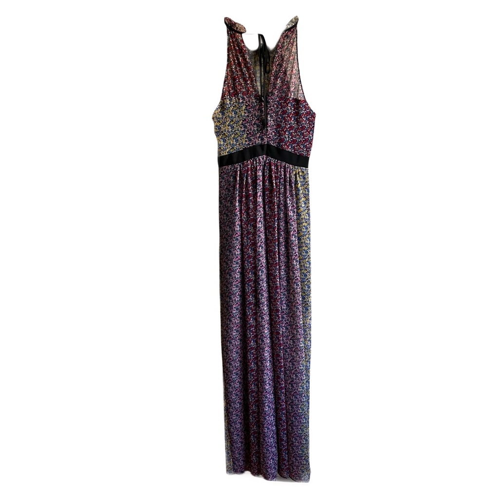 BCBGeneration Halter Maxi Dress Size 2 Chiffon Print Ruffle Formal Wedding Guest - Picture 5 of 12